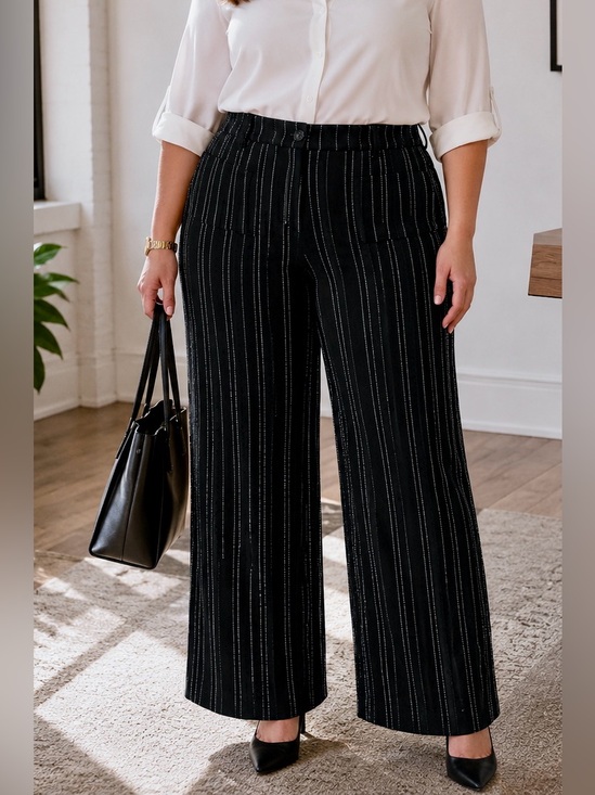 LOFT Pants - LOFT Palmer Wide Leg Curvy Pants – Size 16 - Pinstripe